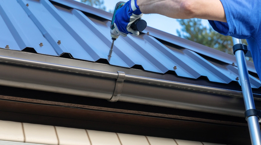 metal roof installation in a house